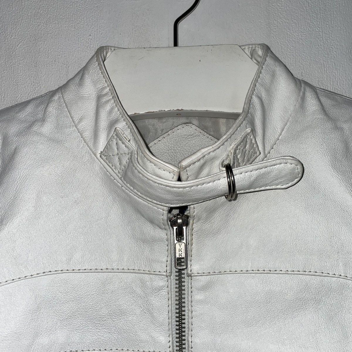Vintage Vintage White Zip Leather Jacket Size S / US 4 / IT 40 - 6 Thumbnail