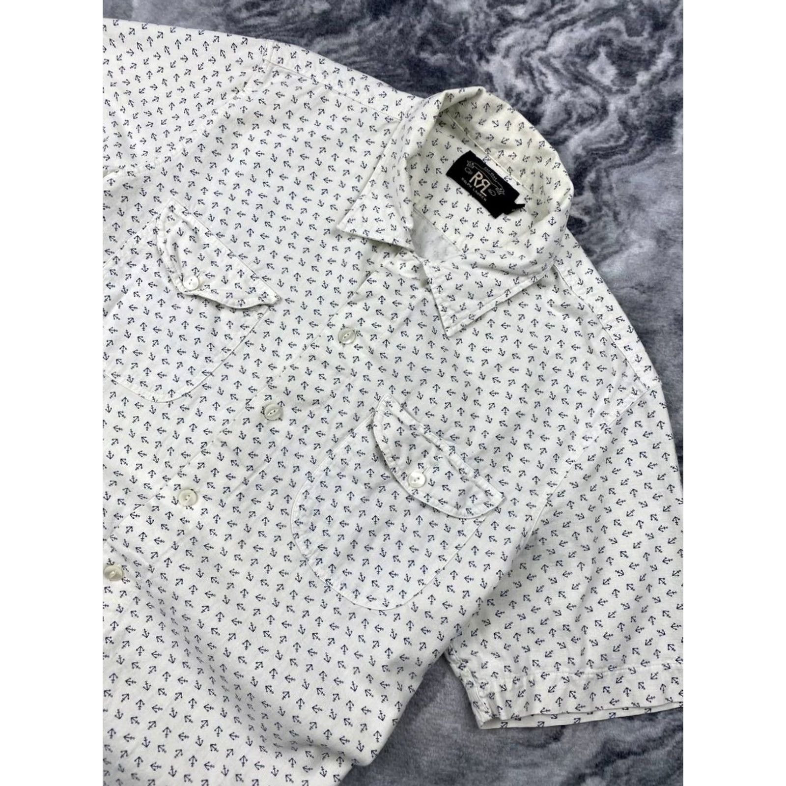 Ralph Lauren RRL Ralph Lauren Shirt Button-Up Short Sleeve Monogram Logo Men Size M White Cotton Regular Chest 57 Length 73 Shoulders 42 Size US M / EU 48-50 / 2 - 2 Thumbnail