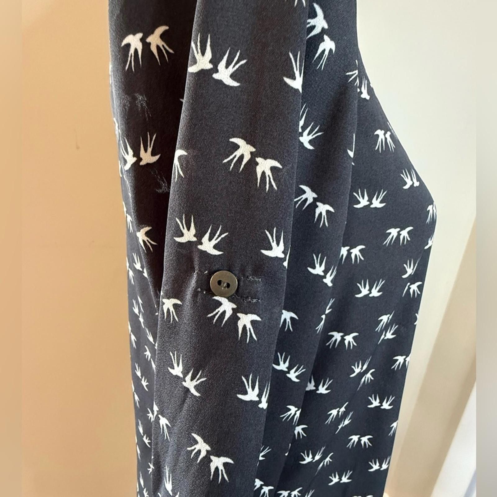 Bonobos Bongo boho charcoal gray tunic top white bird pattern SZ M Size M / US 6-8 / IT 42-44 - 5 Thumbnail