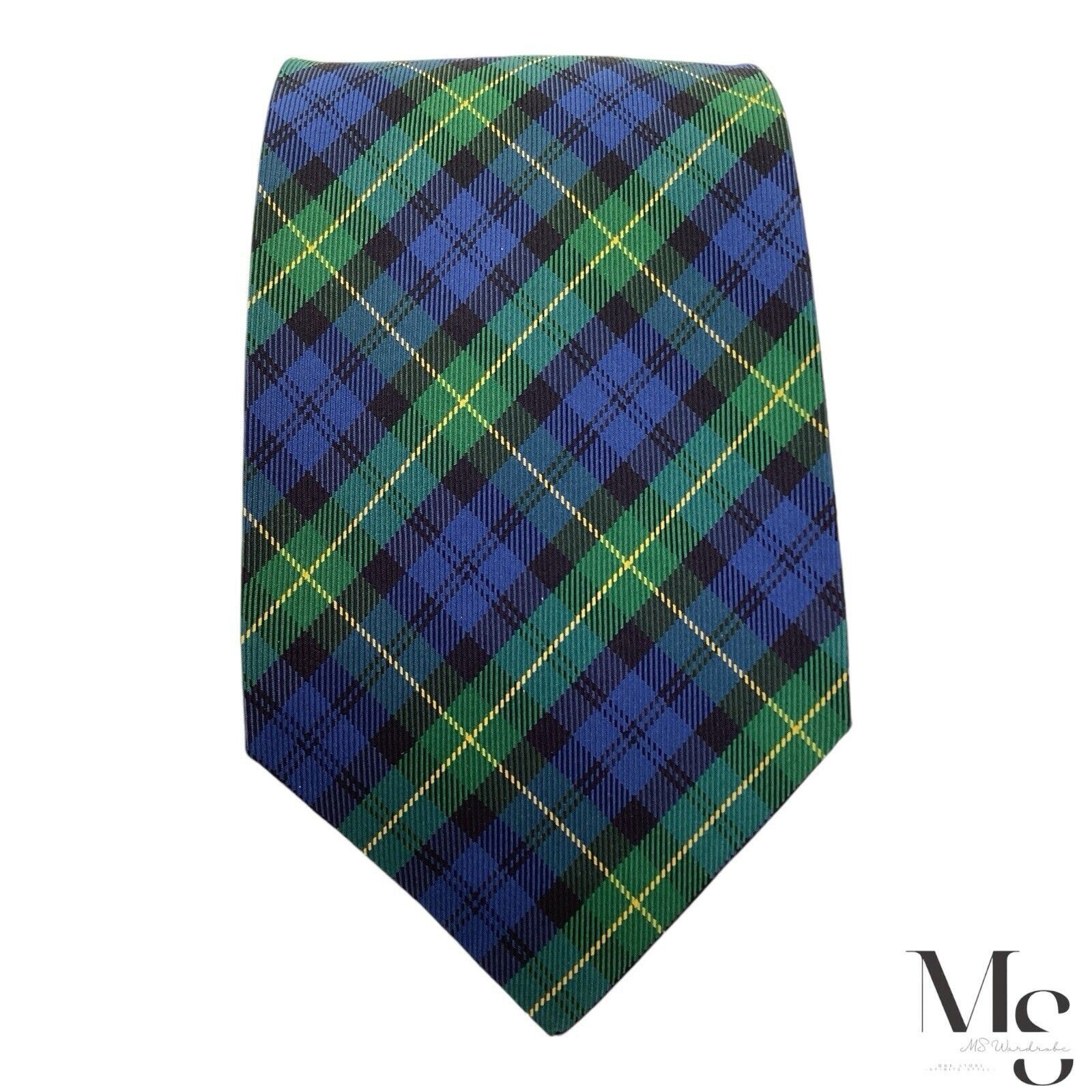 Versace GIANNI VERSACE Blue & Green Plaids & Checks Made In Italy Si Size ONE SIZE - 5 Thumbnail