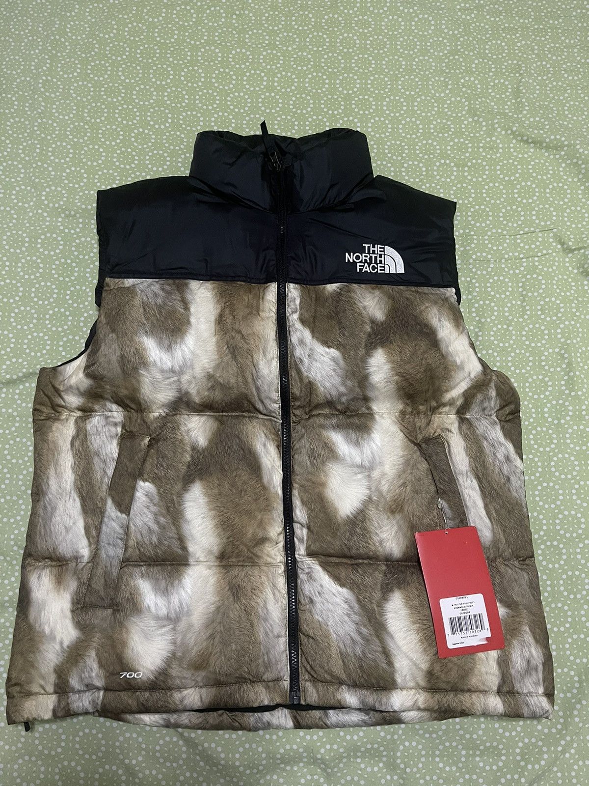 Supreme Supreme tnf the north face fur print nuptse vest jacket | Grailed