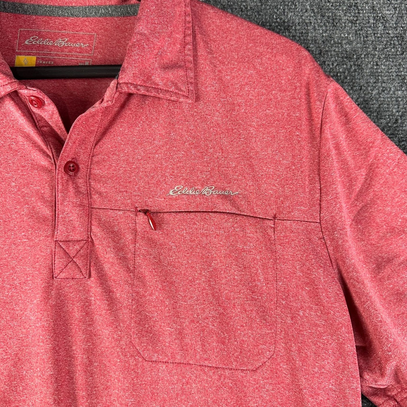Eddie Bauer Eddie Bauer Travex Polo Shirt Mens Medium Red Cotton Short Sleeve Split Hem Logo Size US M / EU 48-50 / 2 - 3 Thumbnail