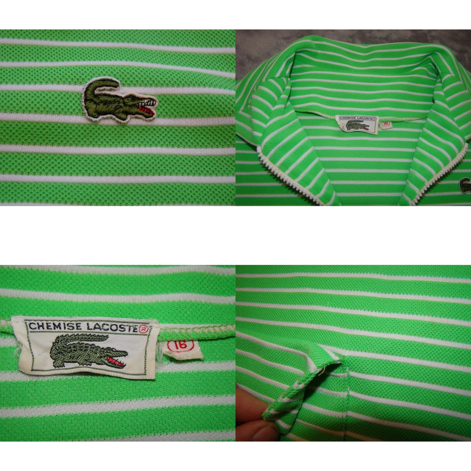 Lacoste VINTAGE Lacoste Womens Shirt Dress 16 Green Striped Knit Full Front Zip Dress Size XXL / US 16-18 / IT 52-54 - 8 Thumbnail