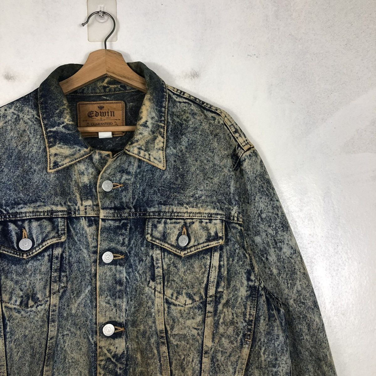 Edwin 📌VINTAGE RUSTY BIKER DENIM JACKET TRUCKER EDWIN Size US L / EU 52-54 / 3 - 8 Thumbnail