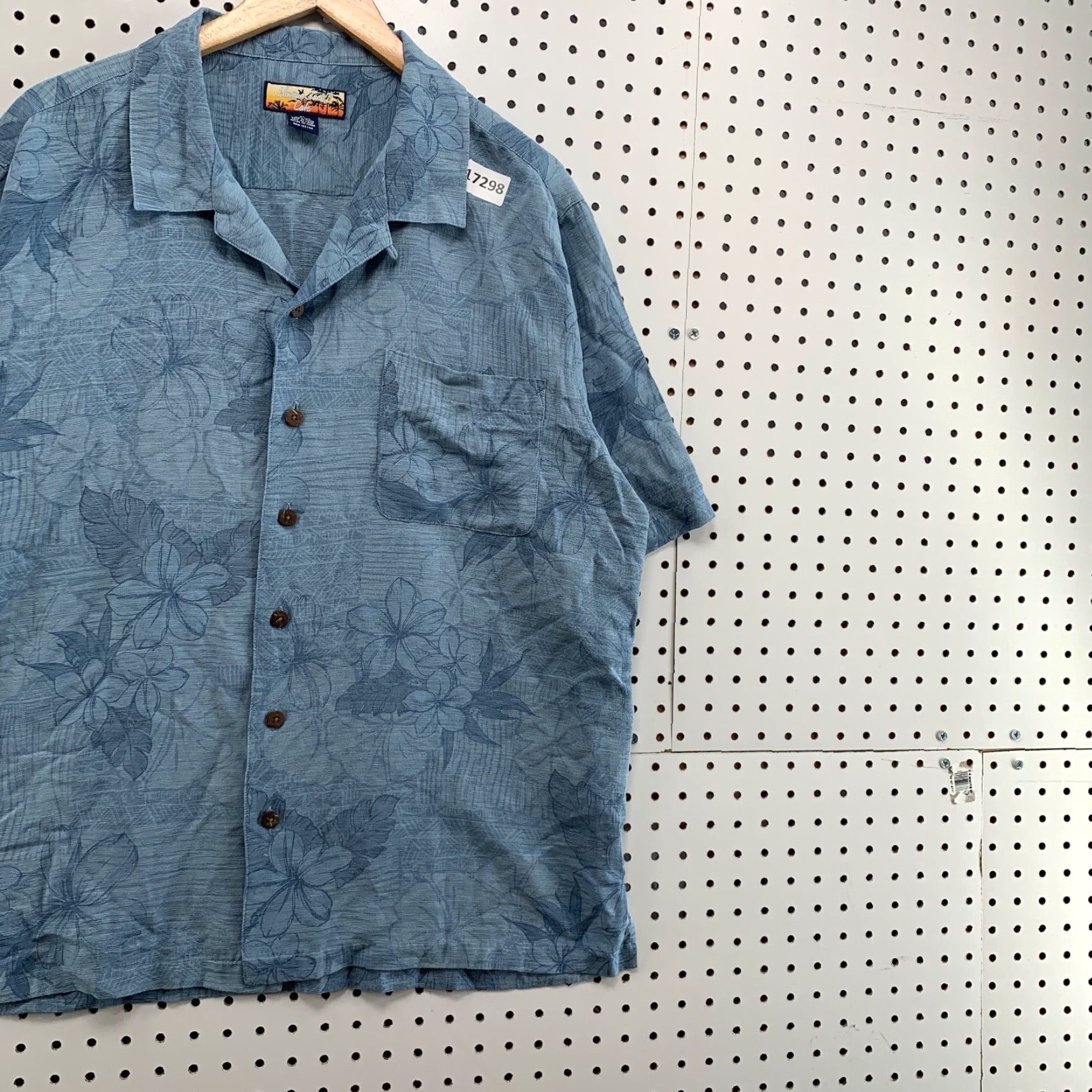 Vintage Havana Jack's Cafe Silk Shirt Adult XL Floral Hawaiian Tonal Flowers Blue Hawaiian 100% Silk Mens Shirt Size US XL / EU 56 / 4 - 4 Thumbnail
