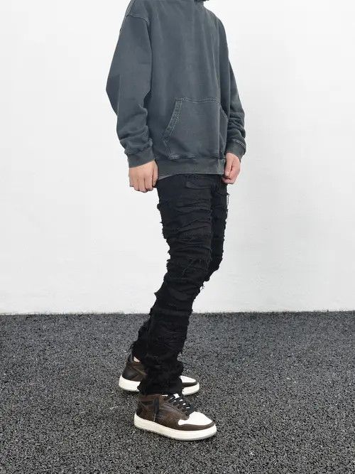 Jean grunge stack damaged ripped jeans Size US 33 - 7 Thumbnail