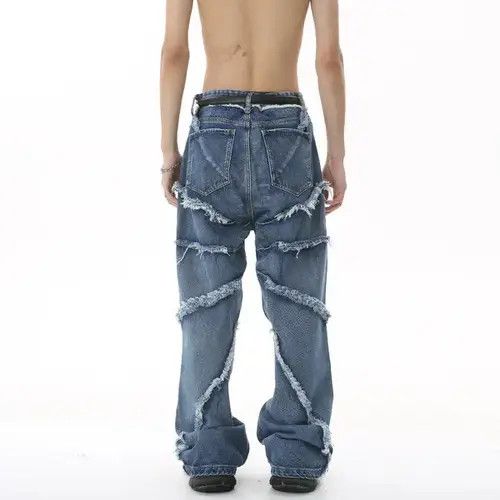 Jean Fringed Shadow Baggy Denim Jeans Size US 32 / EU 48 - 3 Thumbnail