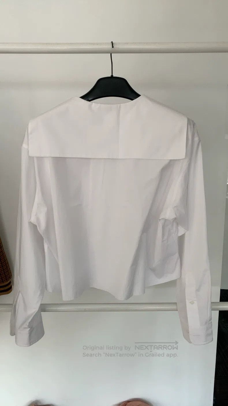 Miu Miu Miu Miu 42 White navy collar long sleeve shirt Size L / US 10 / IT 46 - 2 Thumbnail