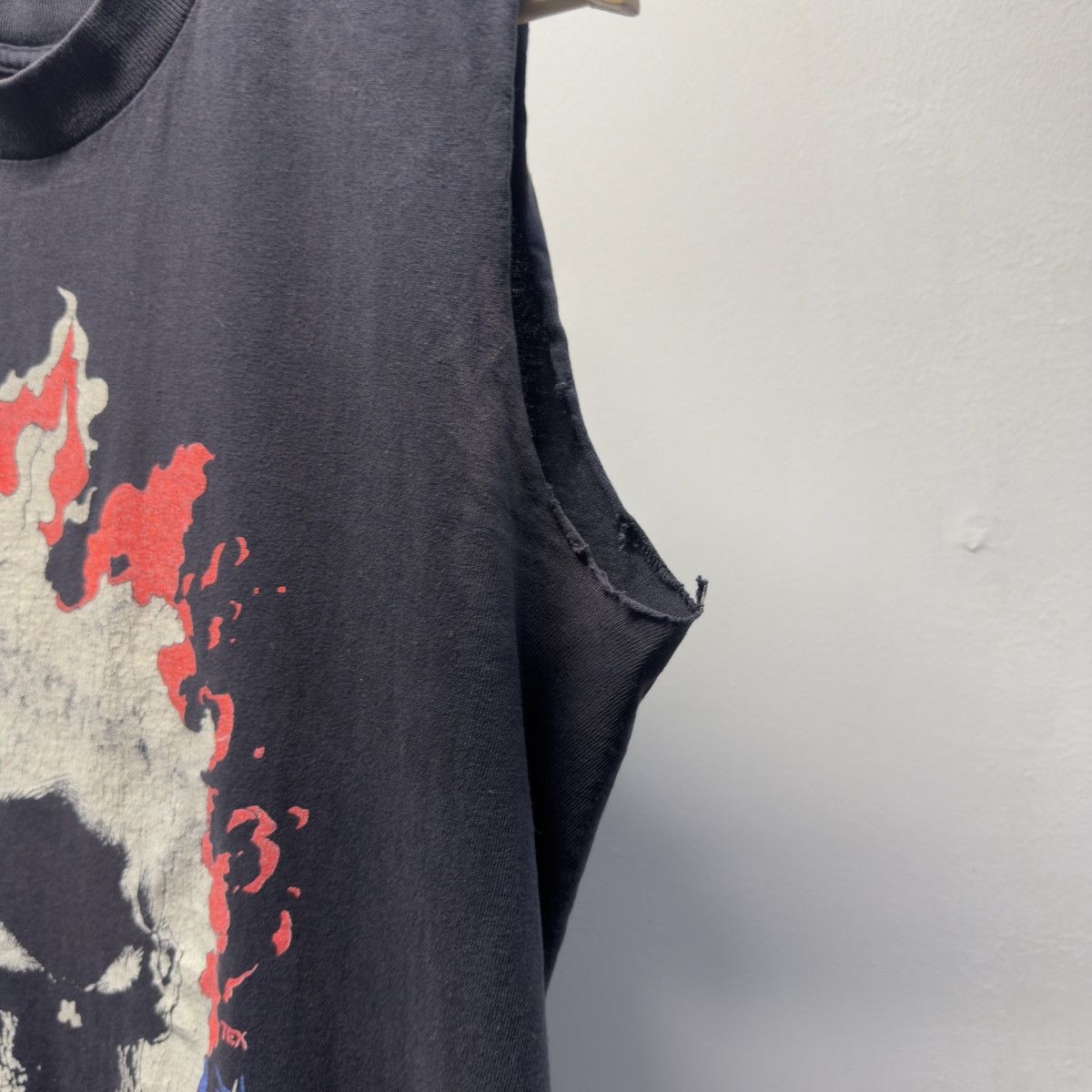 Vintage 90s Ghost Rider Flame Skull Cut Off Grunge Thrashed Faded Size US S / EU 44-46 / 1 - 7 Thumbnail