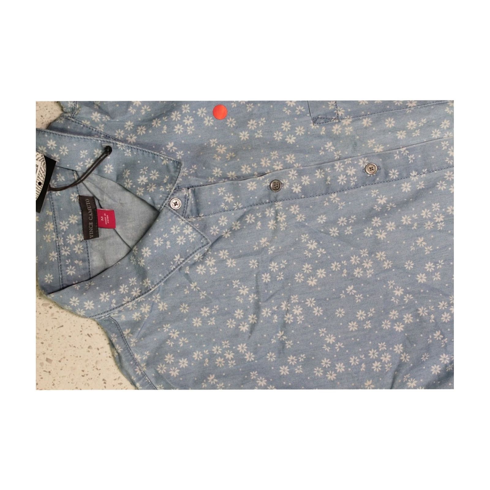Vince Camuto Vince Camuto Womens Button Down Blouse indigo M Size M / US 6-8 / IT 42-44 - 2 Thumbnail