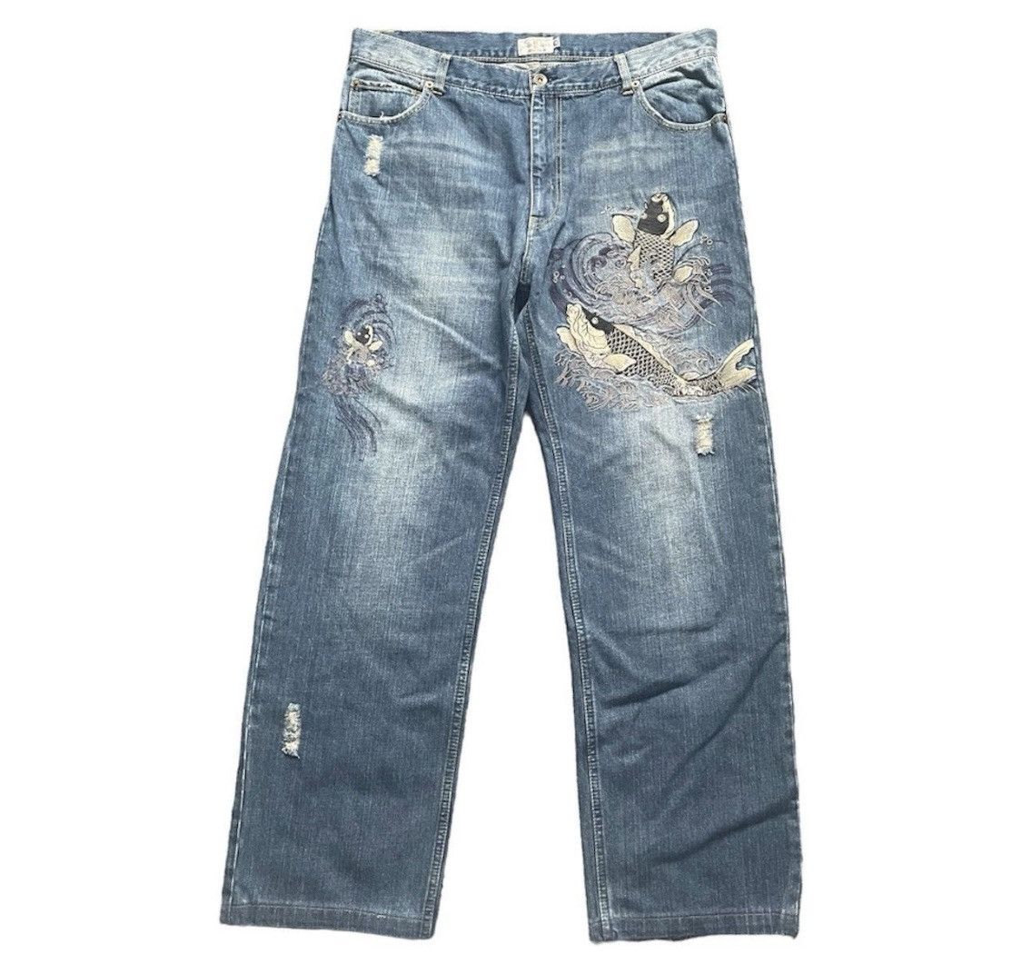 Japanese Brand Karakuri Jeans - Excellent Embroidery Size US 36 / EU 52 - 2 Thumbnail