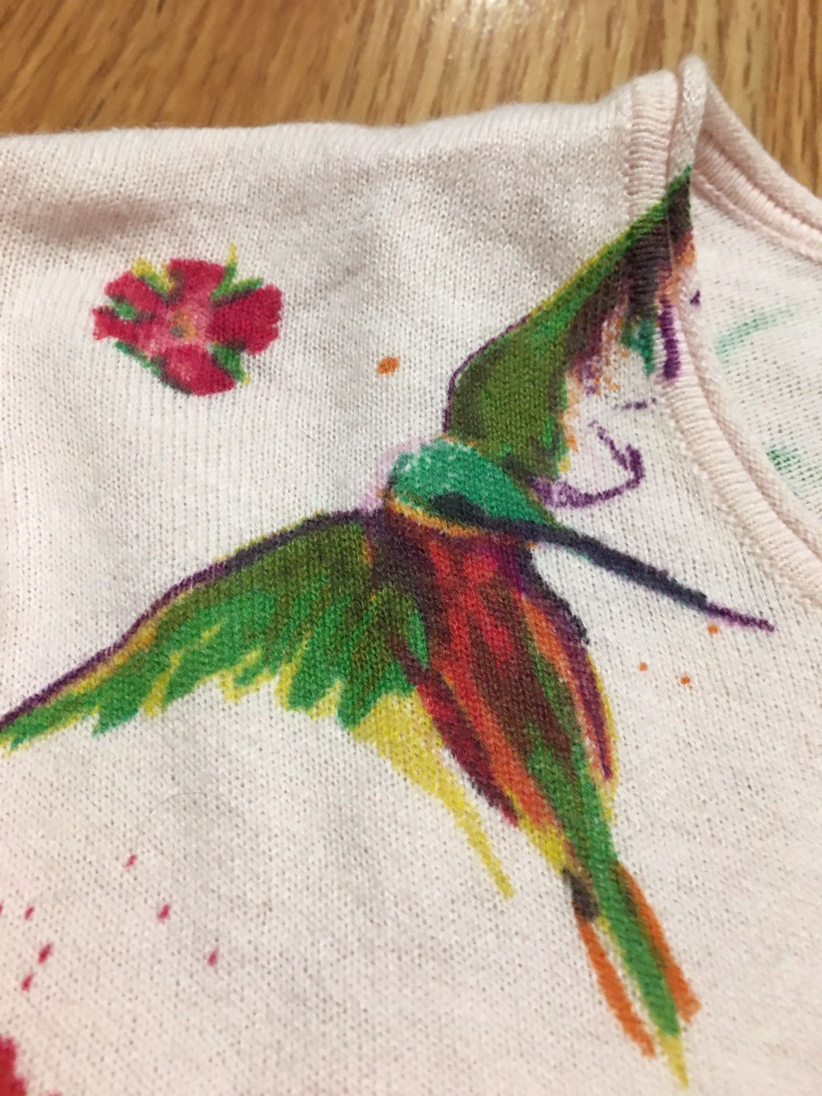 Designer ESTHEME Cashmere Pink Birds Print Sweater Size S Size S / US 4 / IT 40 - 8 Thumbnail