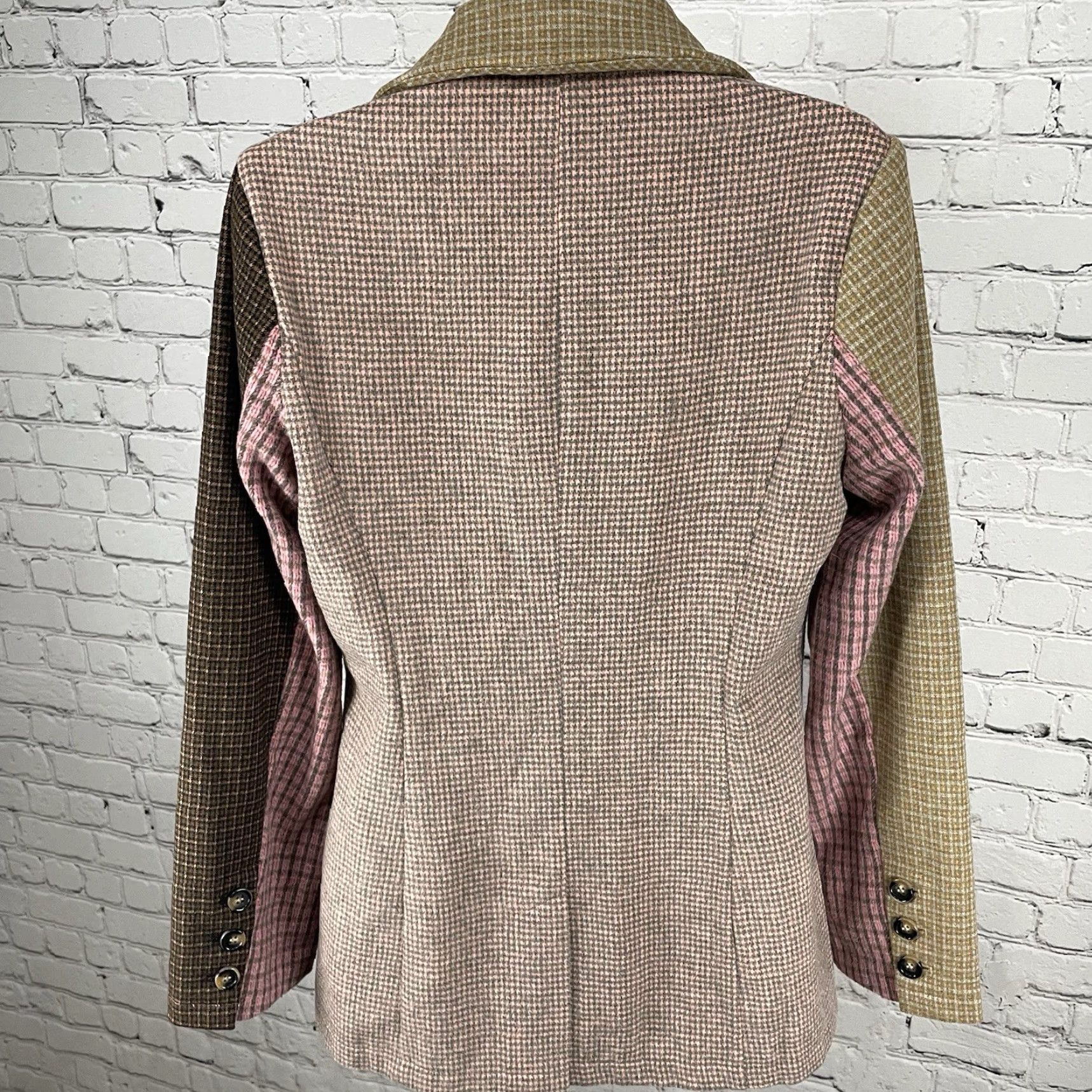 Vintage Mystree Pink & Brown Double Breasted Peak Vented Blazer Size S Womens Size S / US 4 / IT 40 - 2 Thumbnail