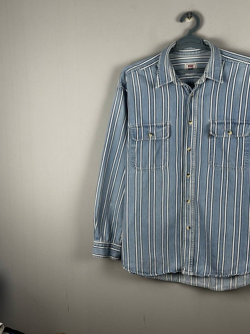 Levi's Vintage Clothing Rare 90s Striped Levi’s Vintage Denim Shirt Long Sleeve Size US L / EU 52-54 / 3 - 2 Thumbnail