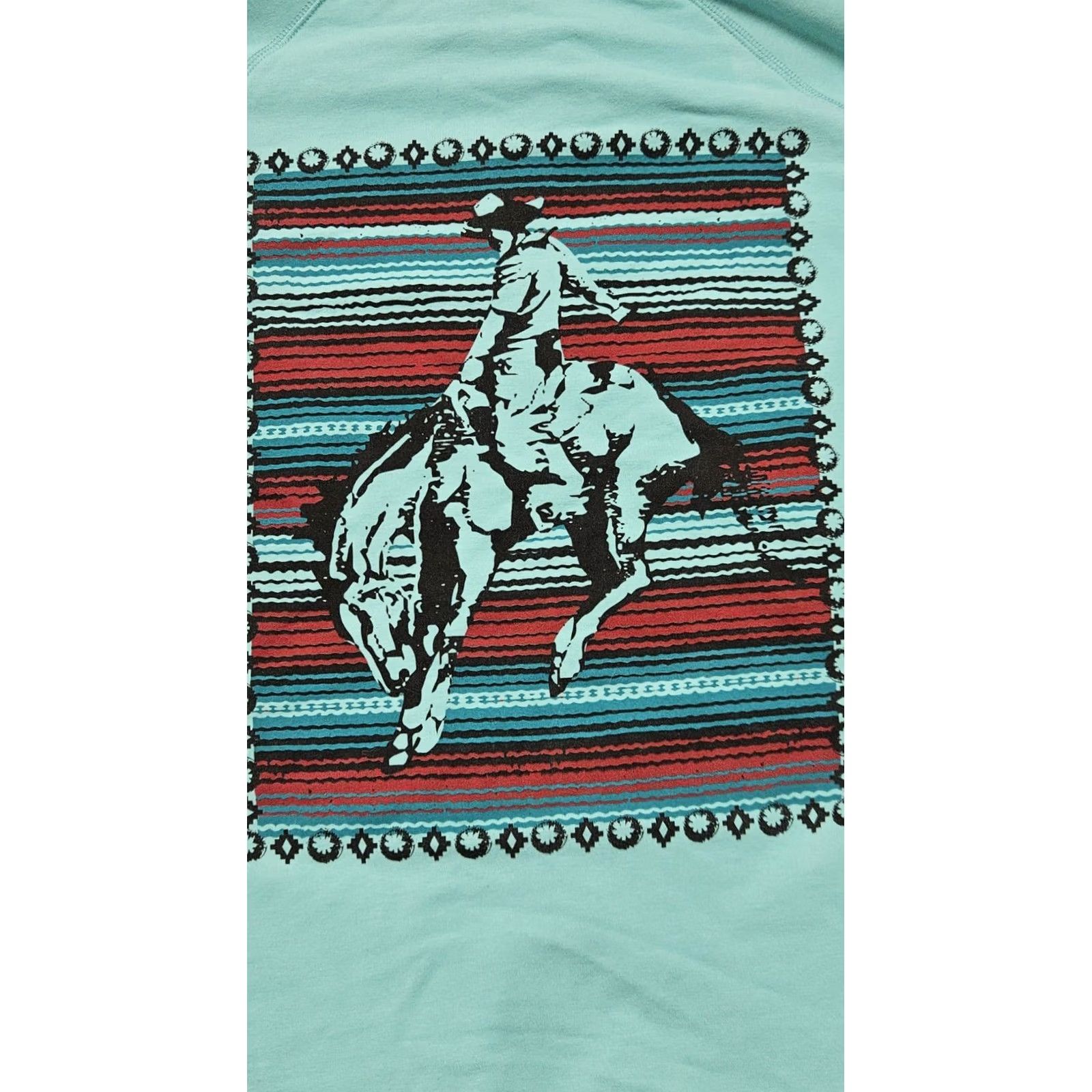 Vintage Crazy Train Turquoise Western Graphic Serape Mint Zip Hoodie Lightweight M Women's Regular Teal Graphic Zip Closure Jacket Size M / US 6-8 / IT 42-44 - 5 Thumbnail