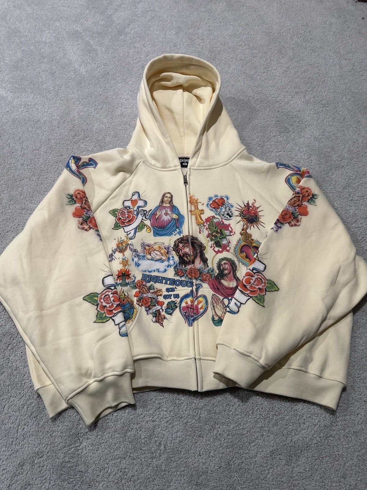 Other Righteous Jesus Cream Zipup Hoodie Size US XL / EU 56 / 4 - 1 Thumbnail