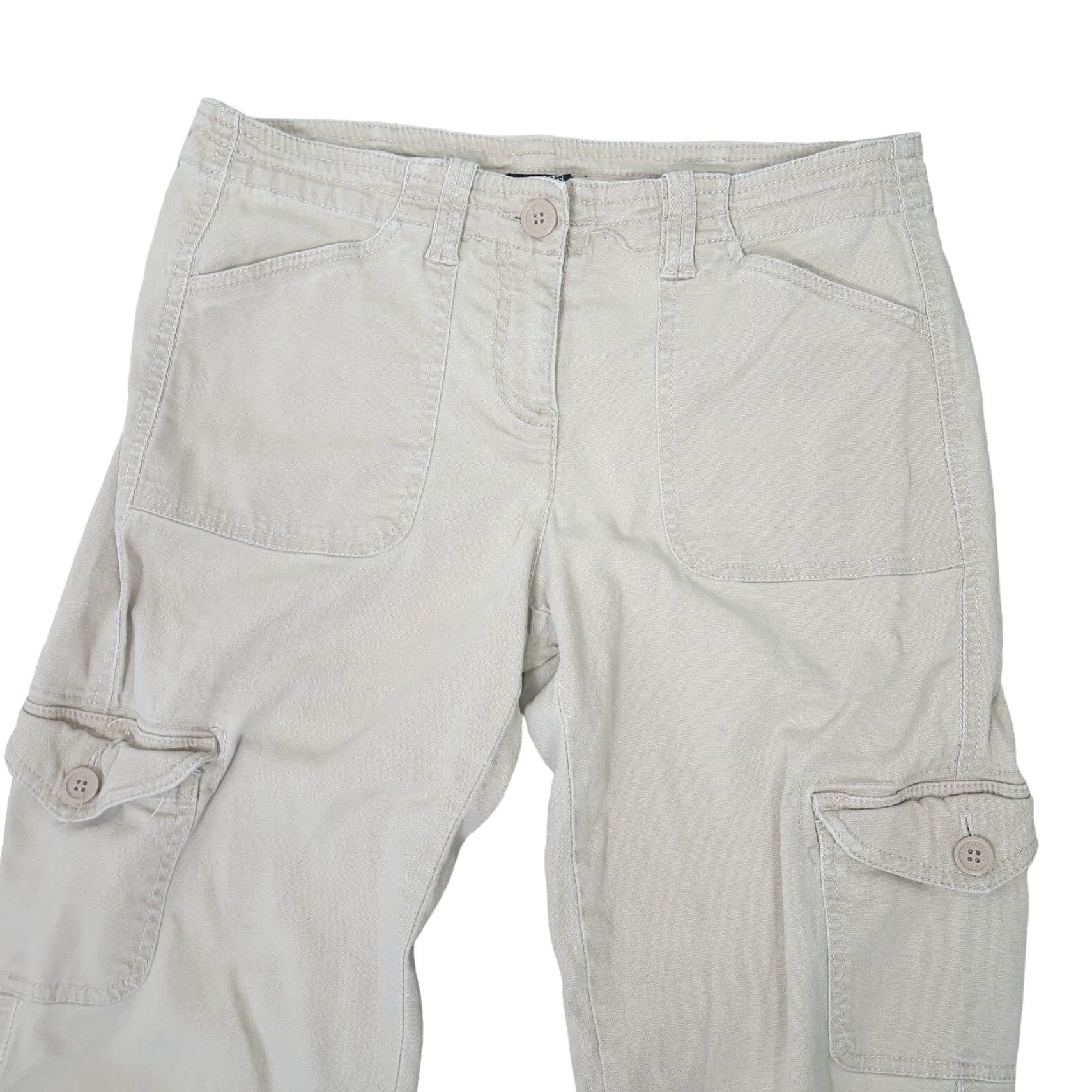 Vintage VINTAGE 90s New York & Company khaki tan low rise cargo bootcut flare pants 6 Size 29" - 2 Thumbnail