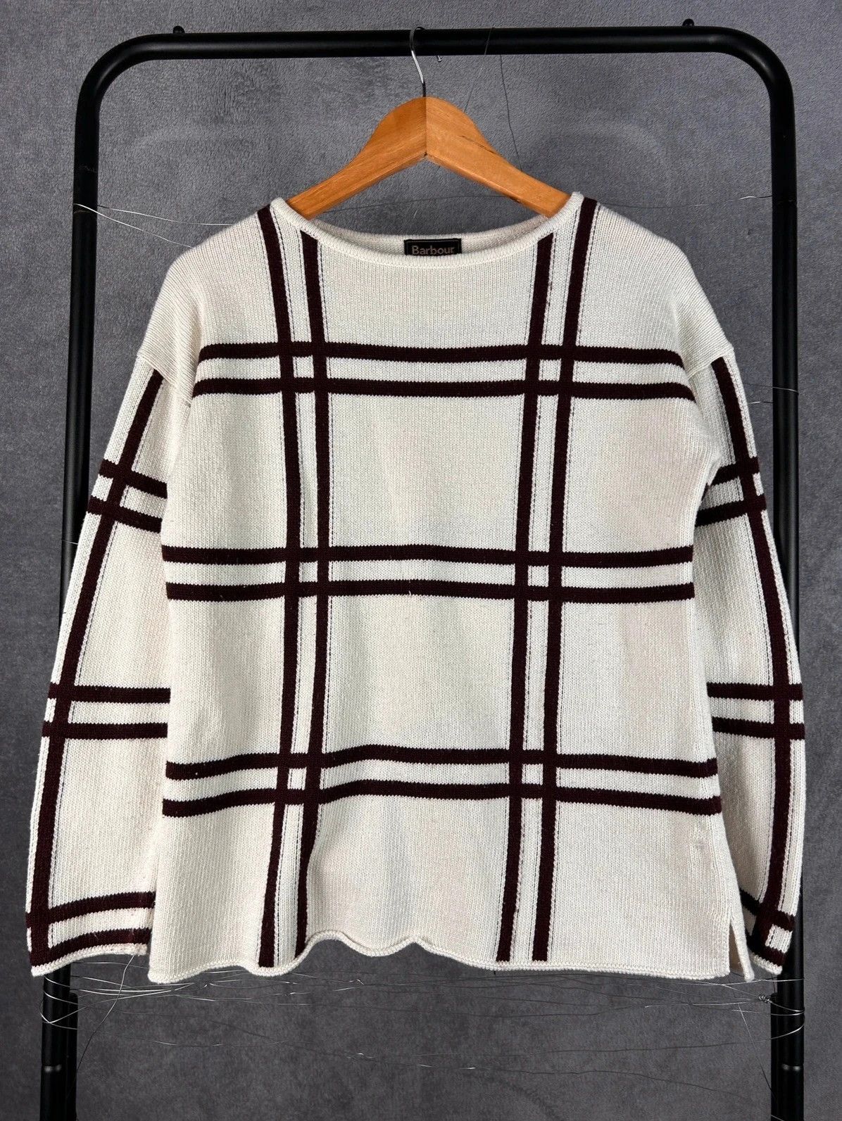 Barbour Barbour Knit Sweater Checked Grid White Black S Size S / US 4 / IT 40 - 1 Thumbnail
