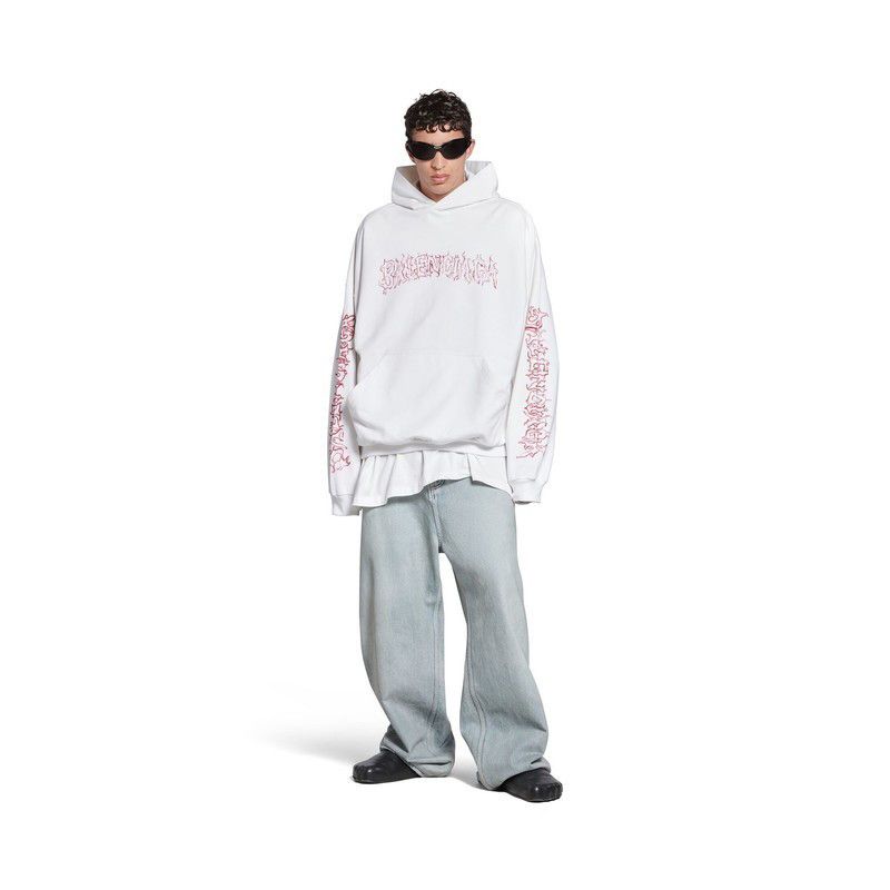 Balenciaga o1tr1nto0725 DIY Metal Outline Hoodie Oversized in White Size US M / EU 48-50 / 2 - 3 Thumbnail