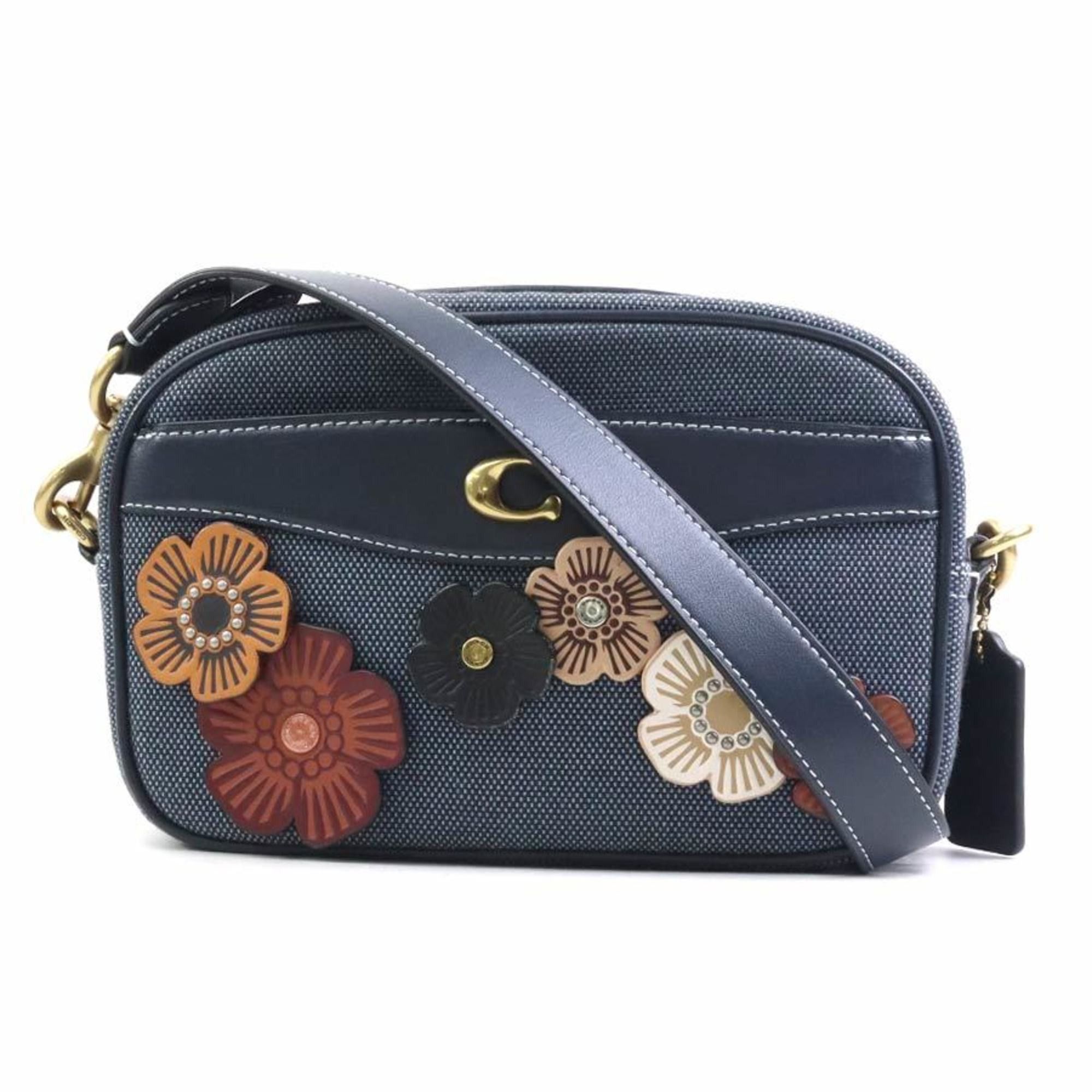 Coach Coach Shoulder Bag Canvas Leather Navy Women's r10608a Size ONE SIZE - 1 Thumbnail
