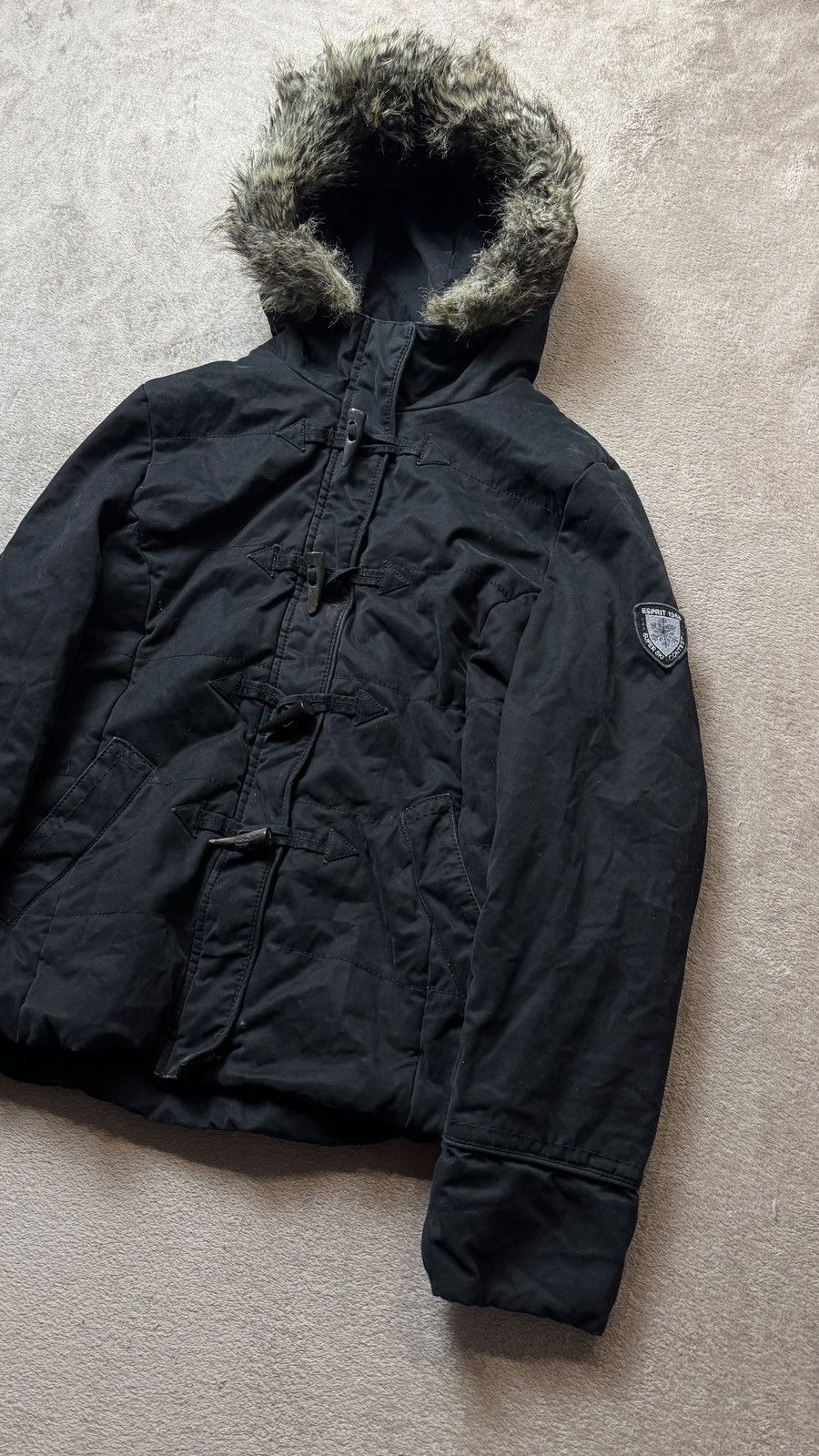 Le Grande Bleu (L.G.B.) Esprit Faded Faux Fur Hood Jacket ifsixwasnine lgb y2k Goa Size US S / EU 44-46 / 1 - 4 Thumbnail
