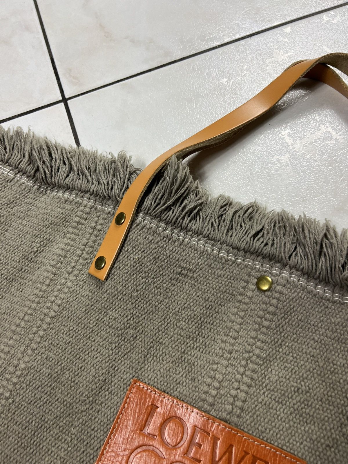 Loewe Loewe big tote bag knitted canvas fringle leather logo Size ONE SIZE - 8 Thumbnail