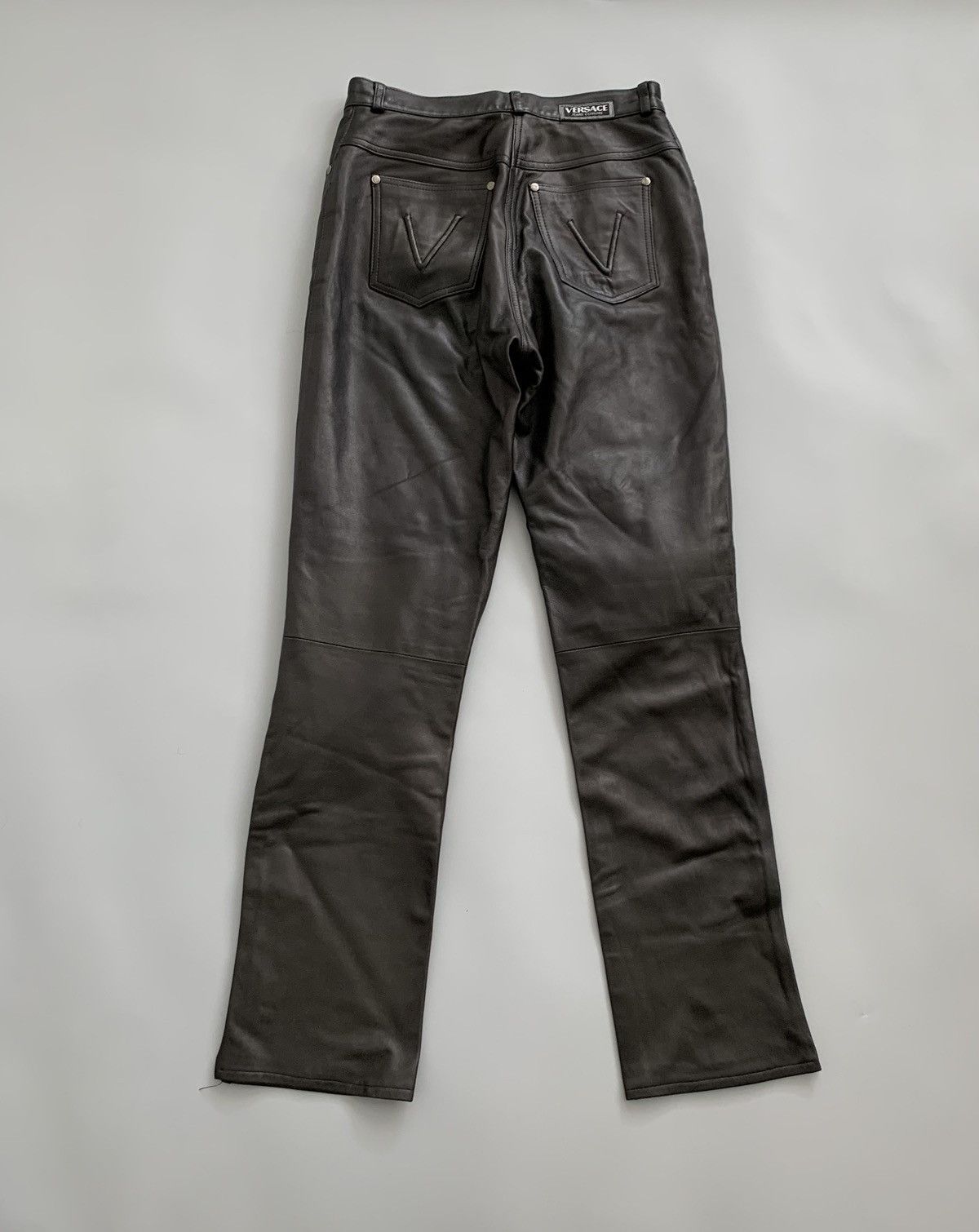 Versace Vintage Versace Leather Pants Y2K streetwear Size 27" / US 4 / IT 40 - 2 Thumbnail