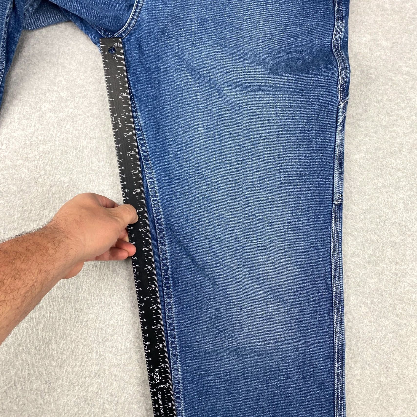Essentials Amazon Jeans Mens 33X30 Blue Straight Leg Pockets Loose Fit Stretch Vintage No Size US 33 - 6 Thumbnail