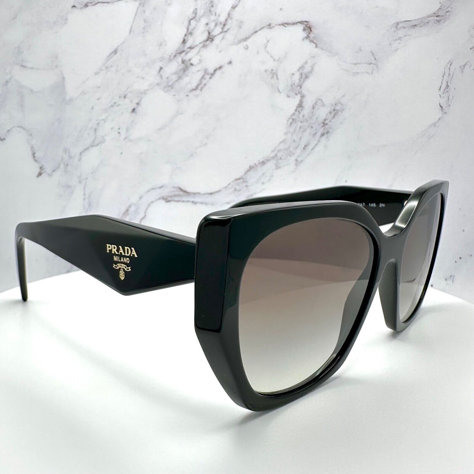 Prada PRADA Sunglasses Symbole Gold Logo Black Authentic Cat Eye Size ONE SIZE - 17 Thumbnail