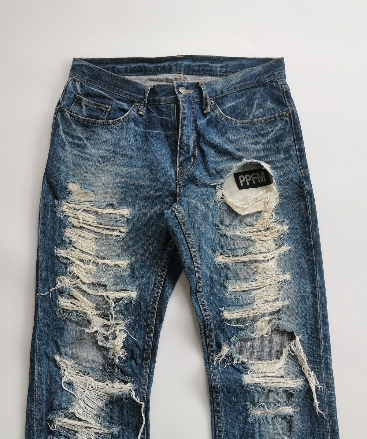 PPFM Thrashed PPFM Boro Distressed Denim Jeans Size US 31 - 3 Thumbnail