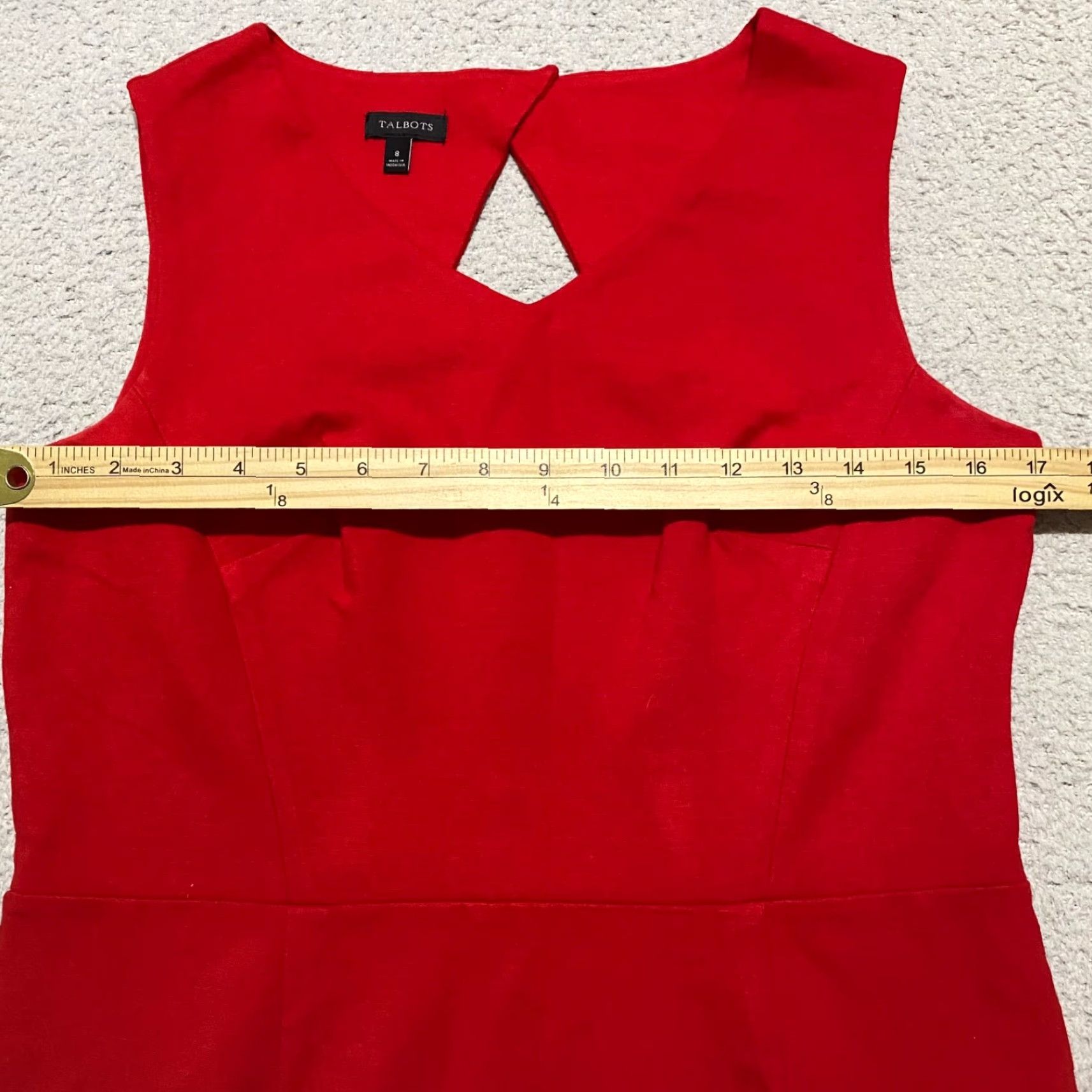 Talbots Talbots Womens Dress 8 Red Sleeveless V-Neck Knee Length Solid Pockets Sheath Nylon Rayon Spandex Size M / US 6-8 / IT 42-44 - 7 Thumbnail