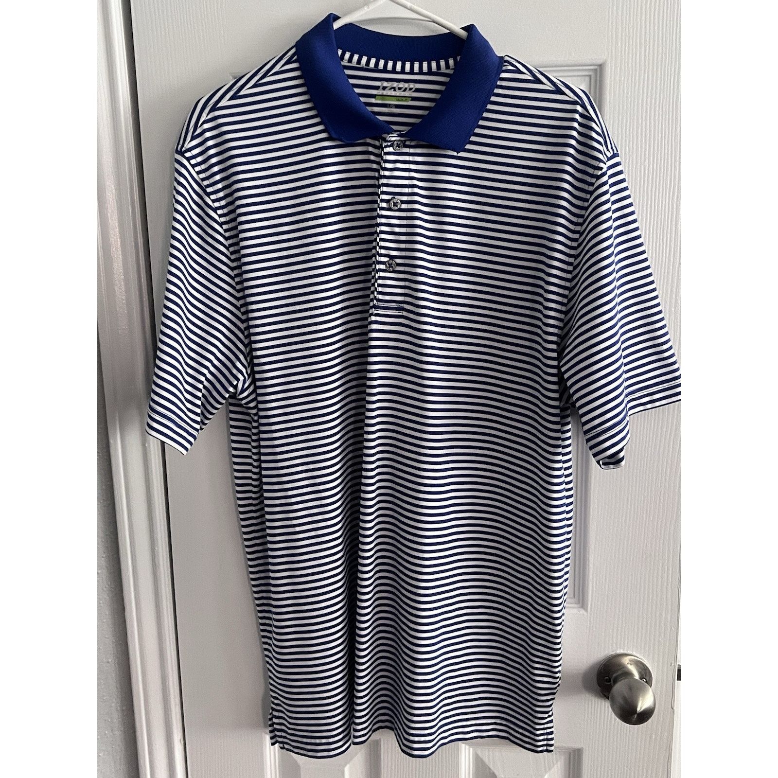 Izod Izod Polo Shirt Men L Blue Stripe Performance Stretch Flex Size US L / EU 52-54 / 3 - 1 Thumbnail