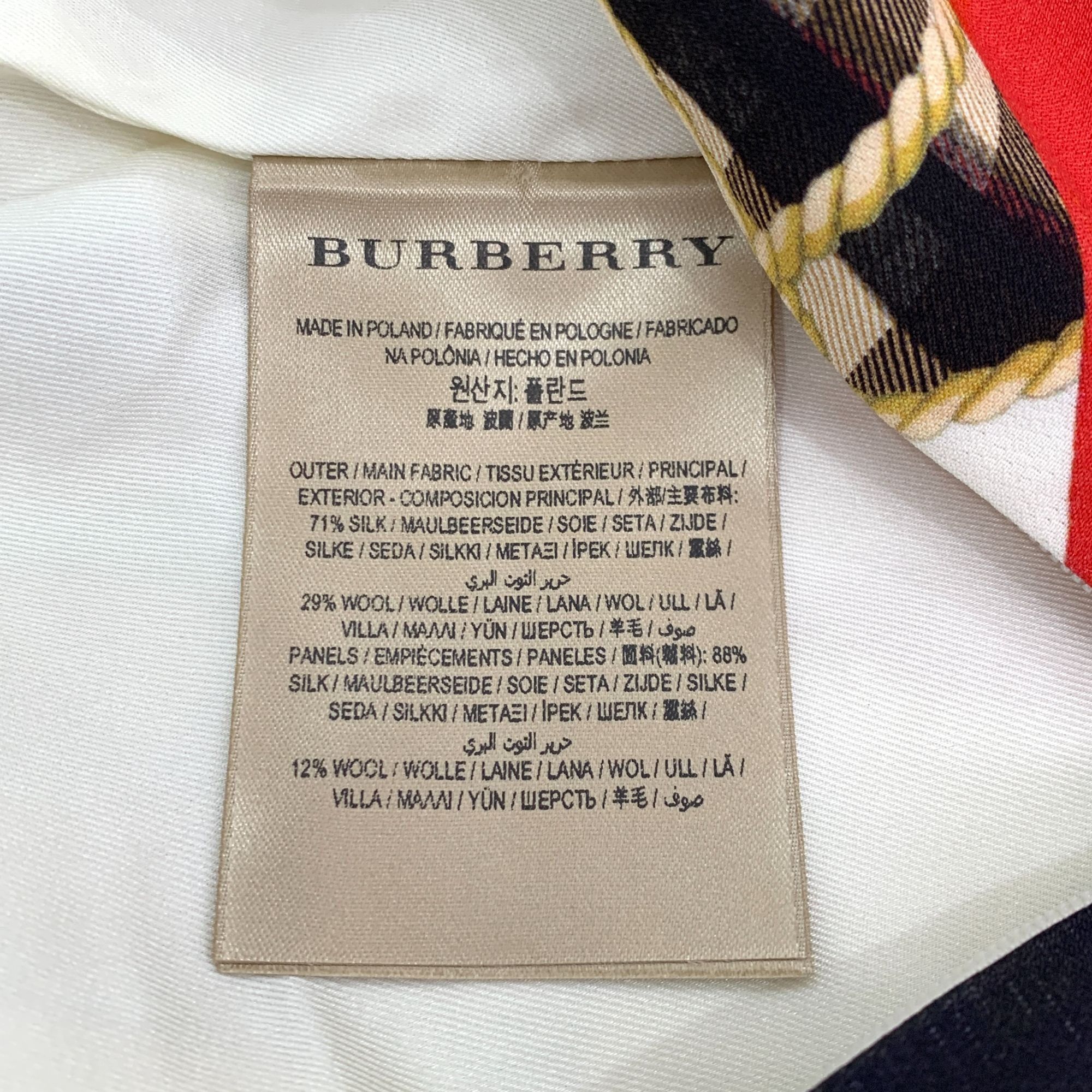Burberry Burberry Multicolor Letter Print Silk Long Sleeve Dress (Siz Size XS / US 0-2 / IT 36-38 - 3 Thumbnail
