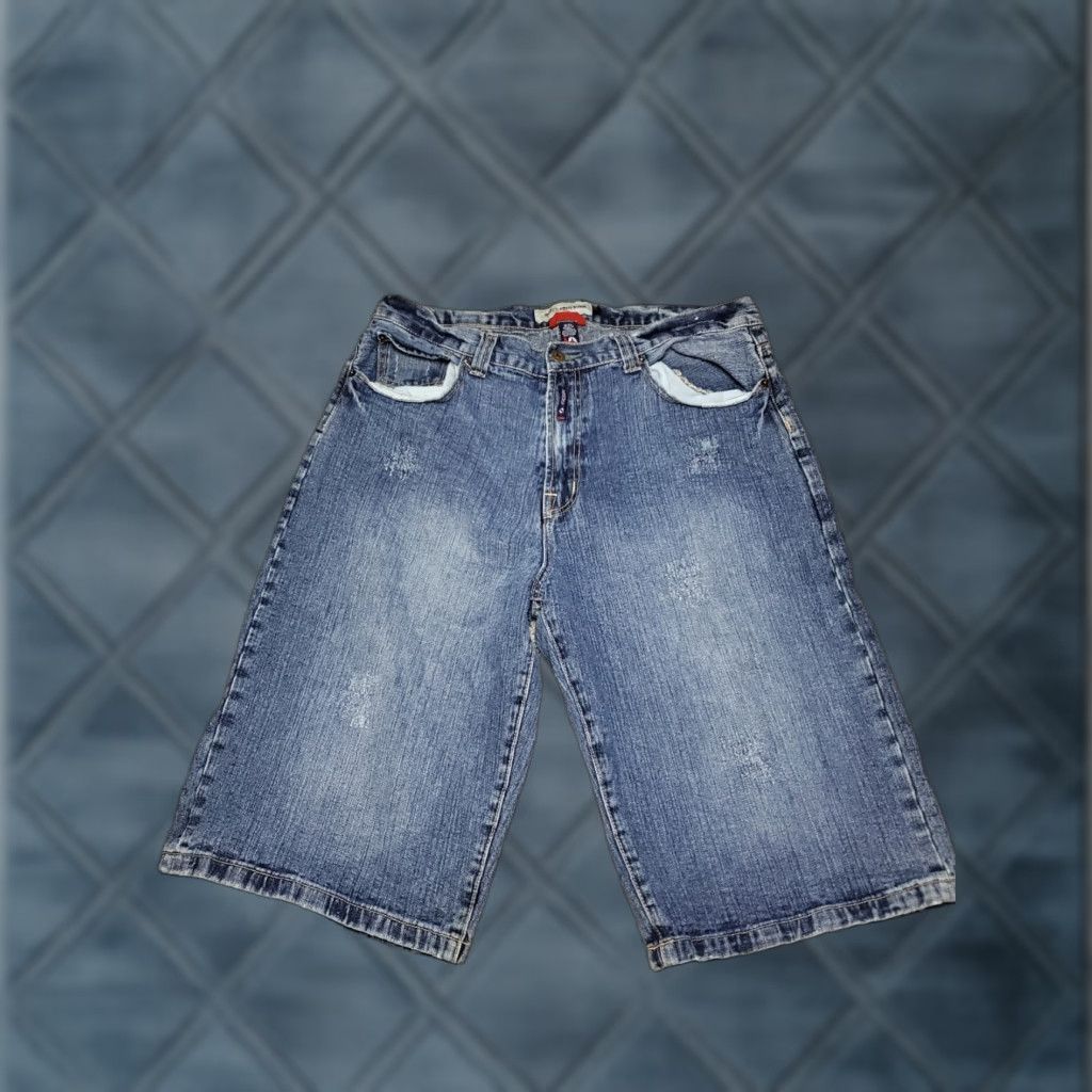 Denime VINTAGE Willie Esco Denim Shorts Bermuda 40 Mens Blue Embroidered 90s Hip Hop Baggy Fit Wide Leg Relaxed 5-Pocket Denim Shorts Mens Size US 40 / EU 56 - 1 Thumbnail