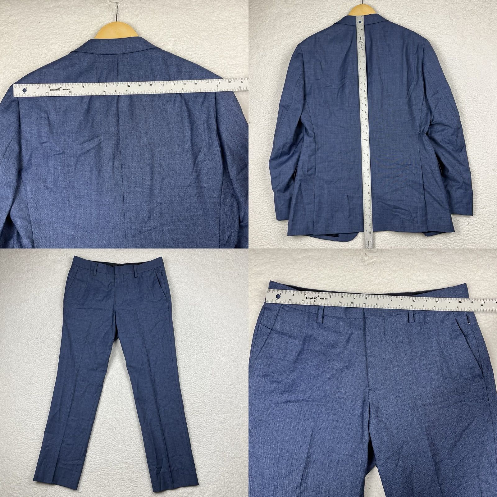 Bonobos Bonobos Suit 40R Blue Wool Italy Mens Jacket Pants 2 Piece Slim Fit Notch Lapel 2 Button Double Vent Regular Style: Suit Separate Size 40R - 8 Thumbnail