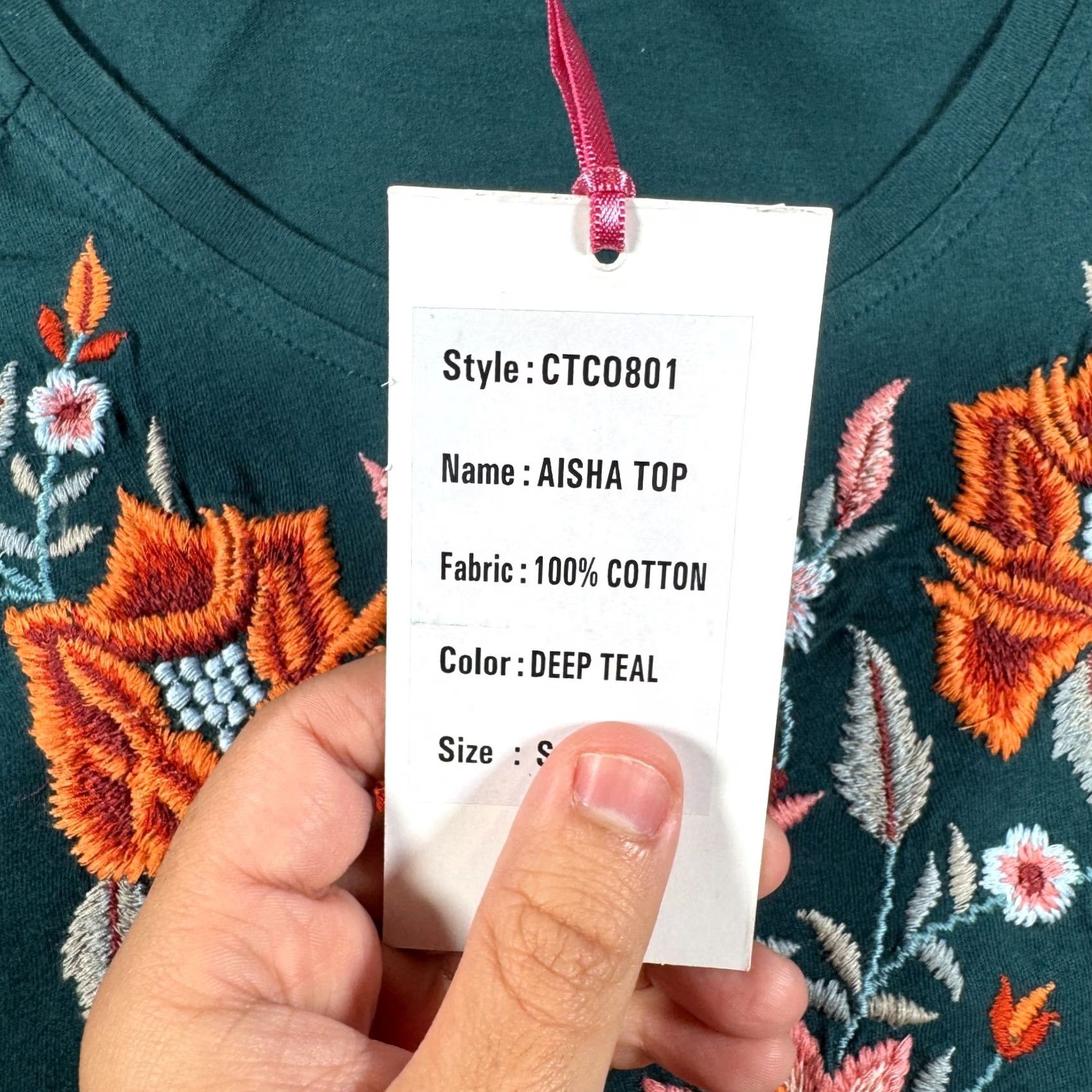Altea CAITE Aisha Tunic Top Women Small Green Embroidered Floral Round Neck 3/4 Sleeve NWT Size S / US 4 / IT 40 - 5 Thumbnail