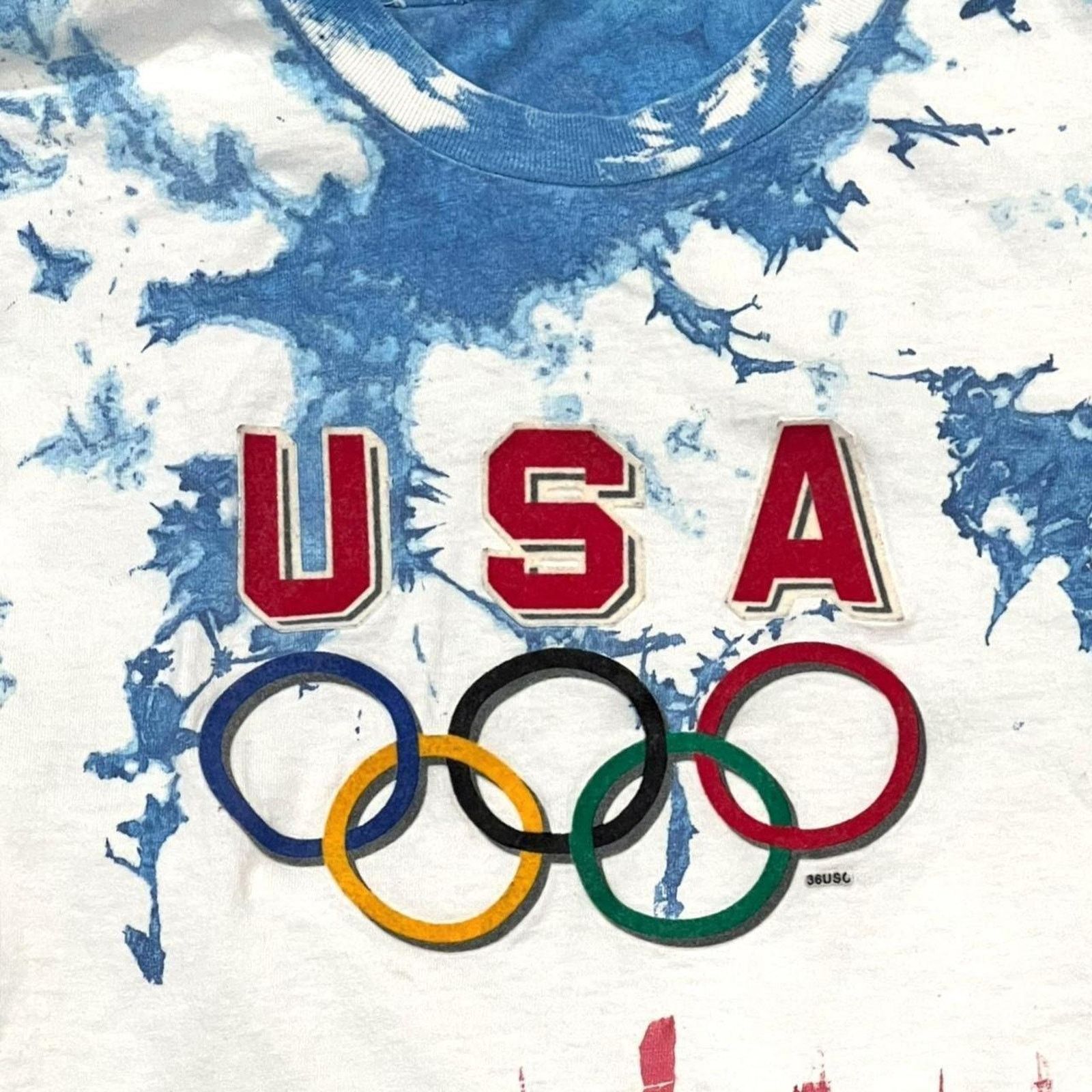Nike Vintage USA Olympics Single-Stitch Blue/Red Tie-Dye T-Shirt Size US M / EU 48-50 / 2 - 2 Thumbnail