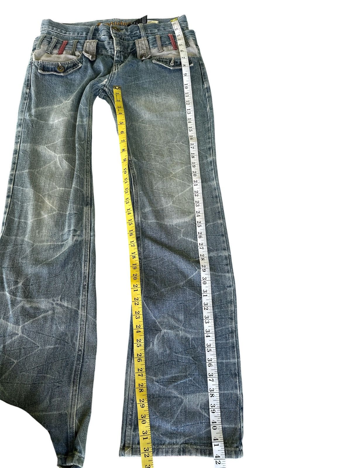 Kapital Distress Double Waist Double Focus Light Blue HoneyComb Size US 32 / EU 48 - 3 Thumbnail