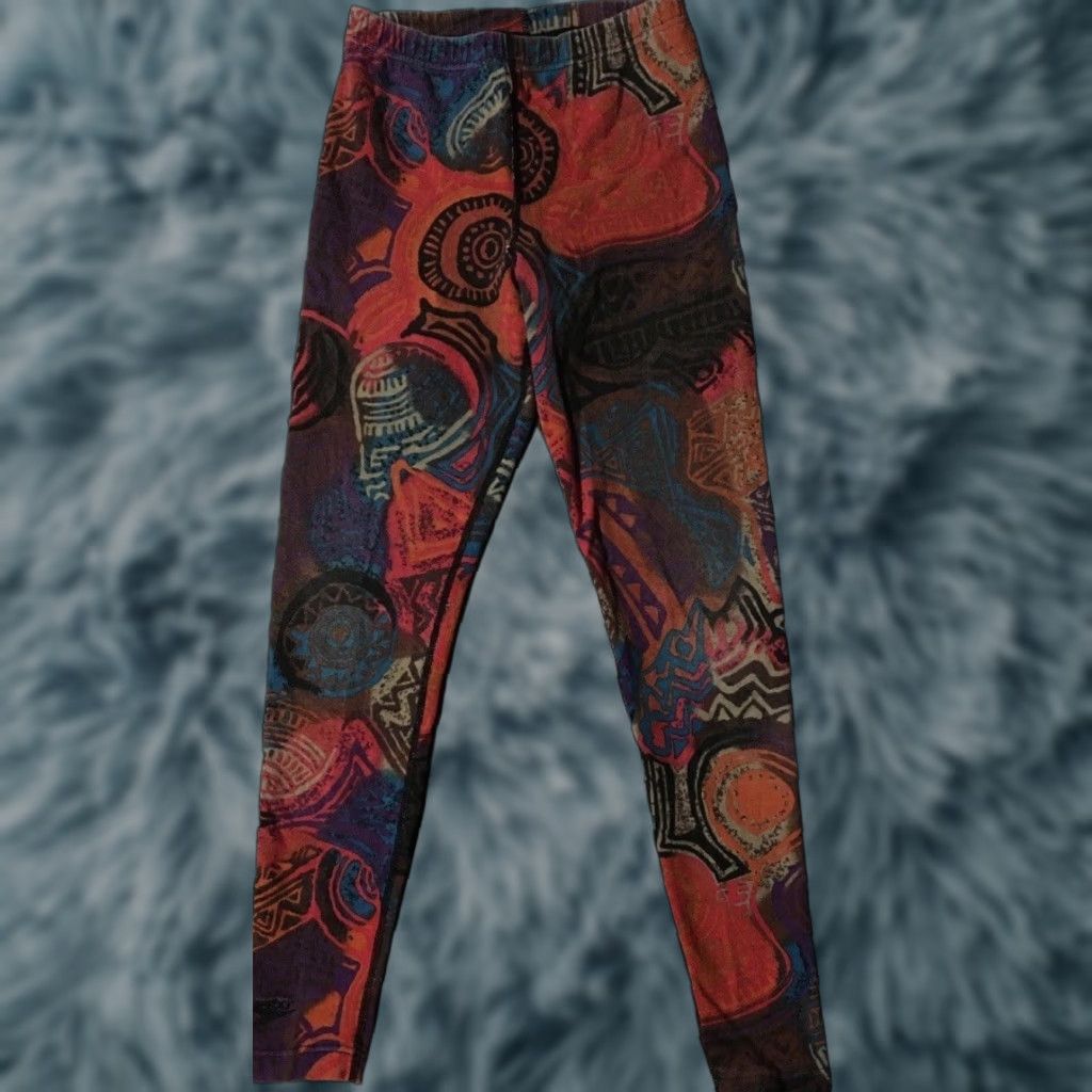 Speedo Vtg 90s Speedo Abstract Art All Over Print Leggings S Womens Purple USA Track & Field PE Navy Ocean Pacific Vaporwave 80s 70s 90s Size 28" / US 6 / IT 42 - 1 Thumbnail