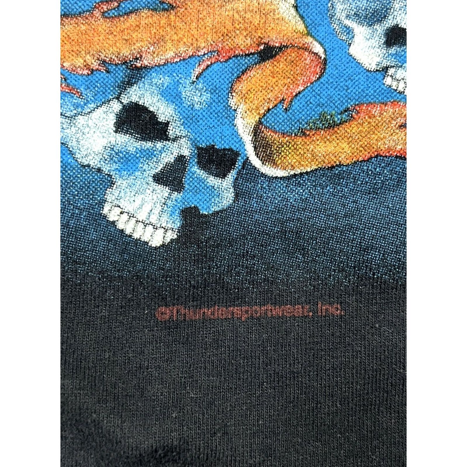 Vintage VINTAGE Tennessee River Thundersportswear T-Shirt Black Skull 90s 80s Biker Mens L Short Sleeve Size US L / EU 52-54 / 3 - 3 Thumbnail