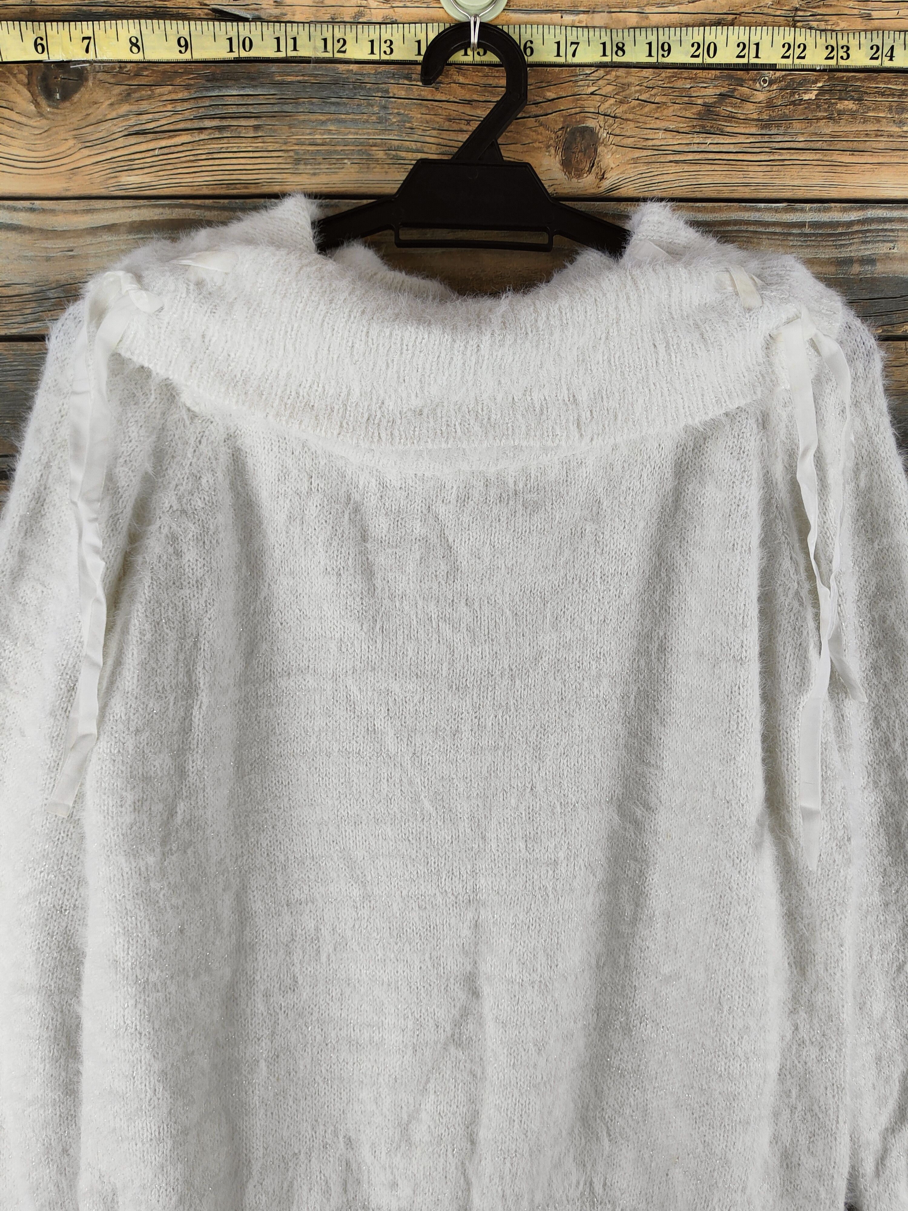 Japanese Brand DL May Pretty White Fur Mohair Knitwear #46-488 Size M / US 6-8 / IT 42-44 - 2 Thumbnail