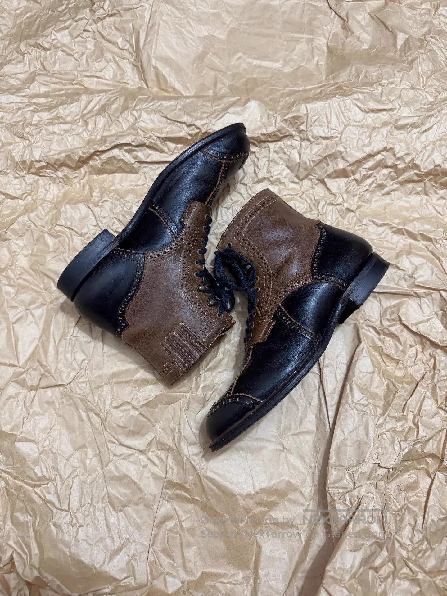 Takahiromiyashita The Soloist. Black Leather Brogue Boots Size 9.5. Size US 9.5 / EU 42-43 - 3 Thumbnail
