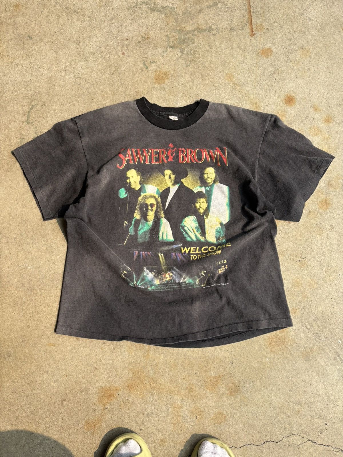 Band Tees Vintage 1994 Sawyer Brown Two Tone Faded Boxy Jazz Tee Size US XL / EU 56 / 4 - 1 Thumbnail