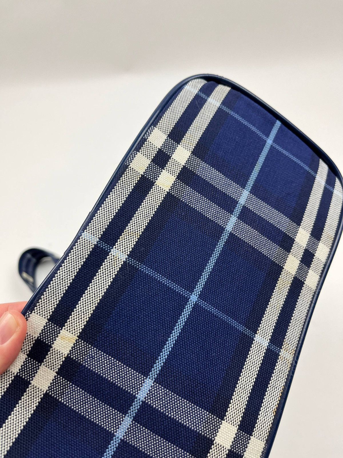 Burberry Blue Nova Check Plaid Shoulder Bag Canvas Hobo Tote Y2K Rare Size ONE SIZE - 7 Thumbnail