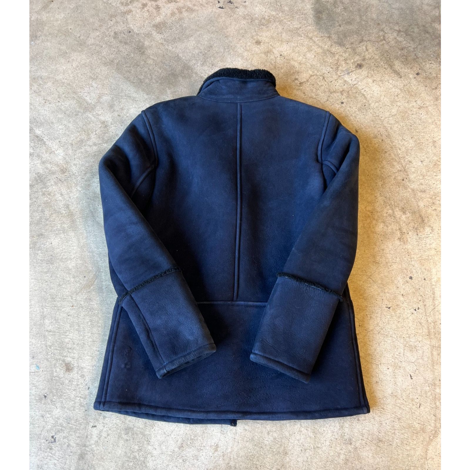 Saks Fifth Avenue Luxury Spanish Shearling Walker Stand Collar Navy Coat - XS Size XS / US 0-2 / IT 36-38 - 6 Thumbnail