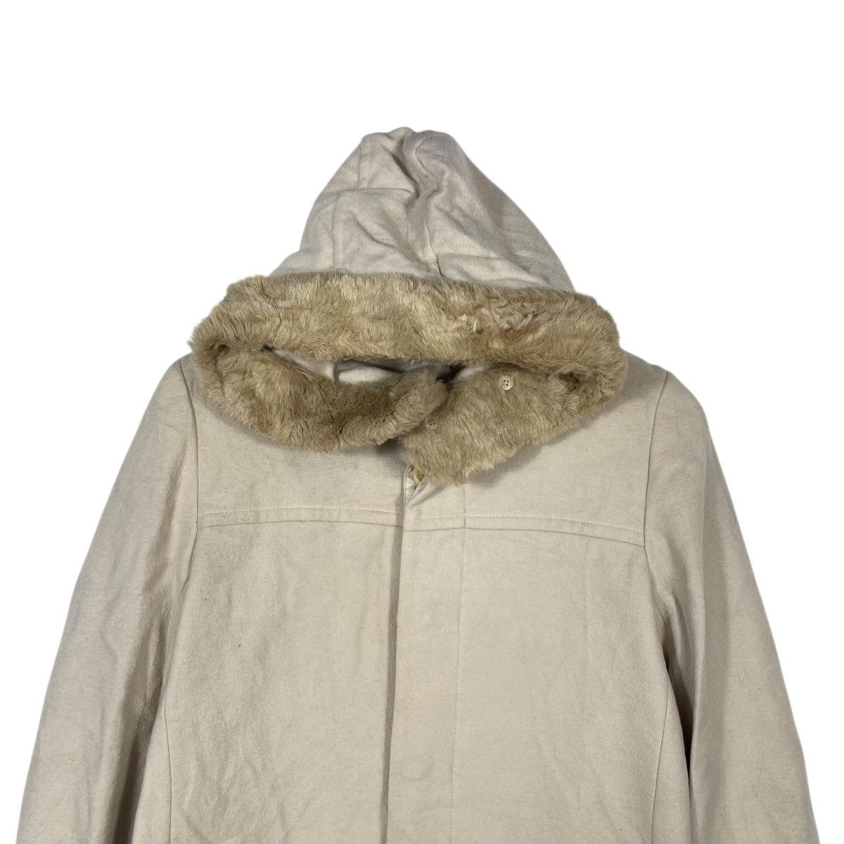 Yohji Yamamoto INED Yohji Yamamoto Faux Fur Hooded Coat Beige Wool Blend Size M / US 6-8 / IT 42-44 - 2 Thumbnail
