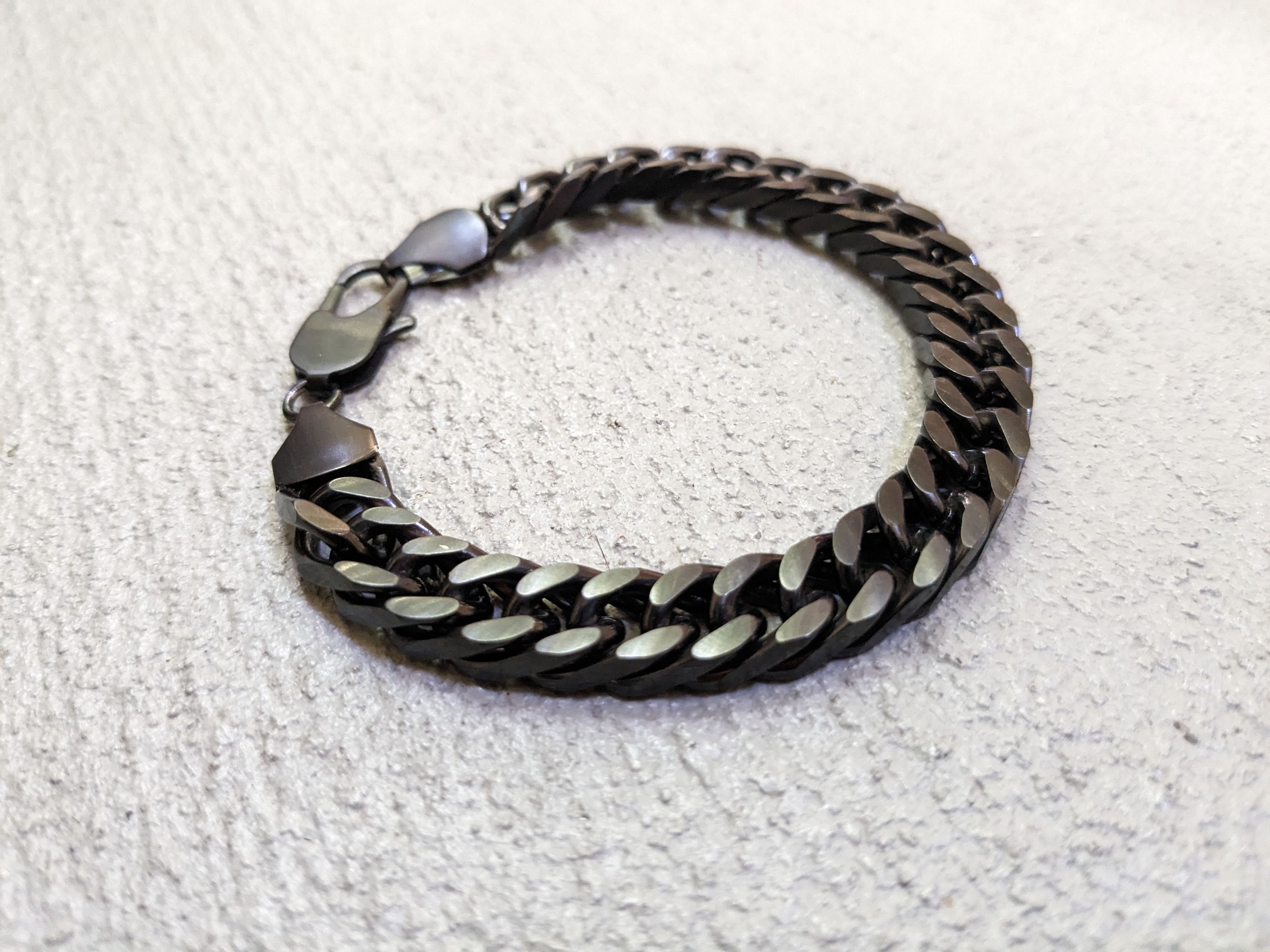 Jewelry Stainless Steel Bracelet Black Cuban Curb 8.75" Biker Punk Size ONE SIZE - 2 Thumbnail