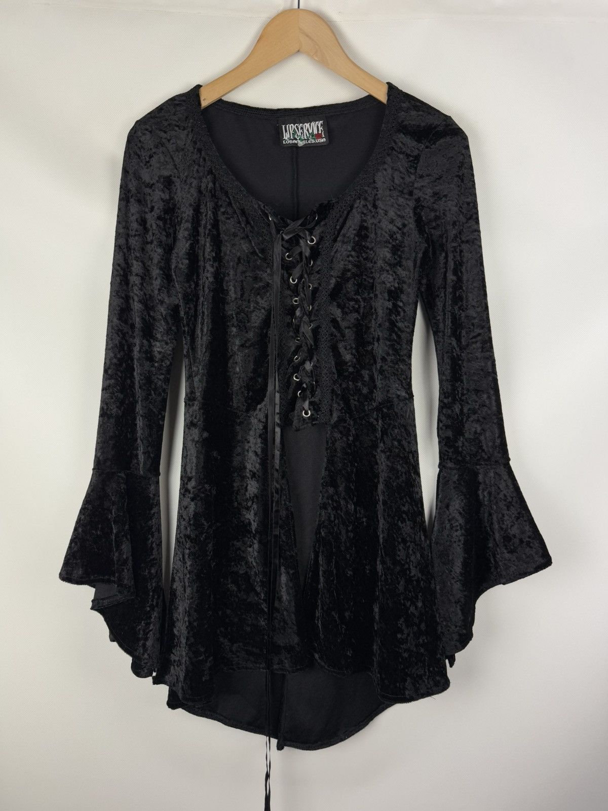 Lip Service Lip Service Gothic Witch Punk Velour Bell Sleeve Tunic Dress Size S / US 4 / IT 40 - 1 Thumbnail