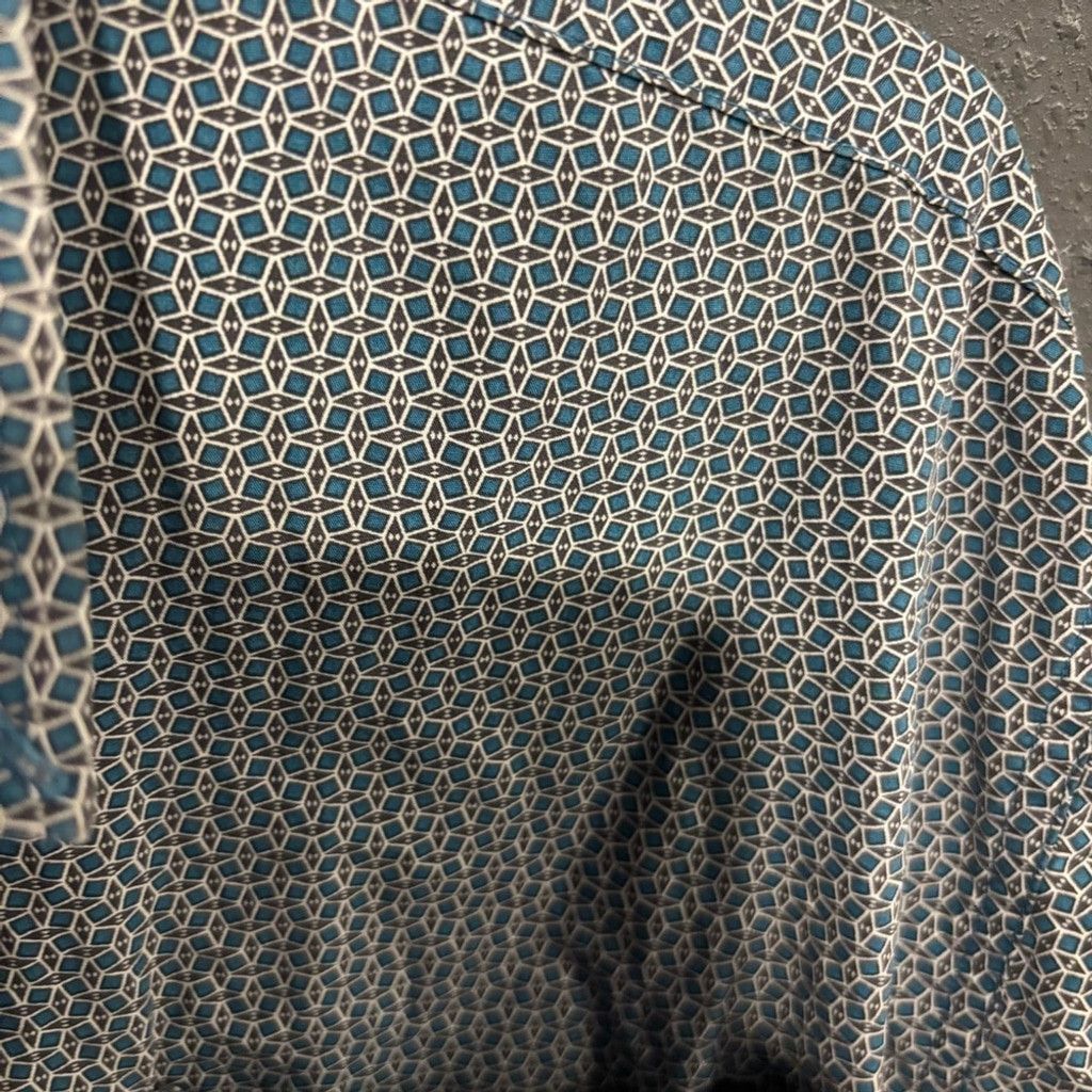 CINCH Cinch Men's Teal Patterned Button Down Shirt Size US L / EU 52-54 / 3 - 3 Thumbnail