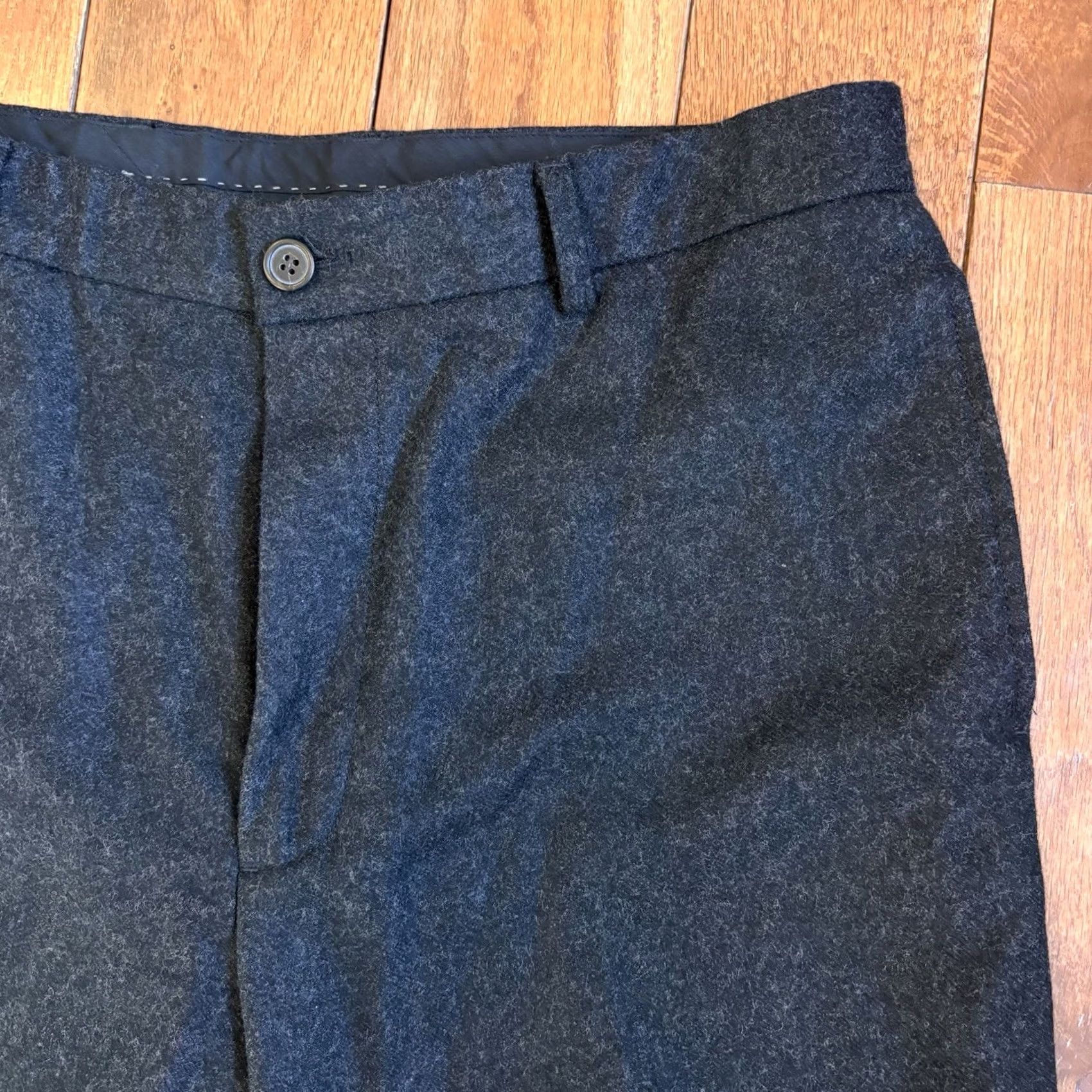 J.Crew Mens J.CREW Dress Pants 100% Wool Flat Front Dark Gray 35x30 Wool Pants Mens Regular Size US 35 - 6 Thumbnail